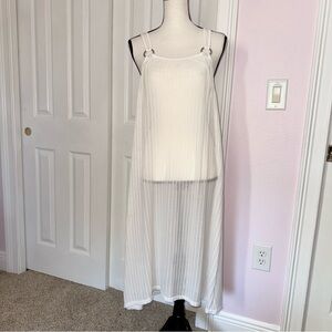 Cherie St Tropez white seen through knit long maxi swim bathing suit coverup LG